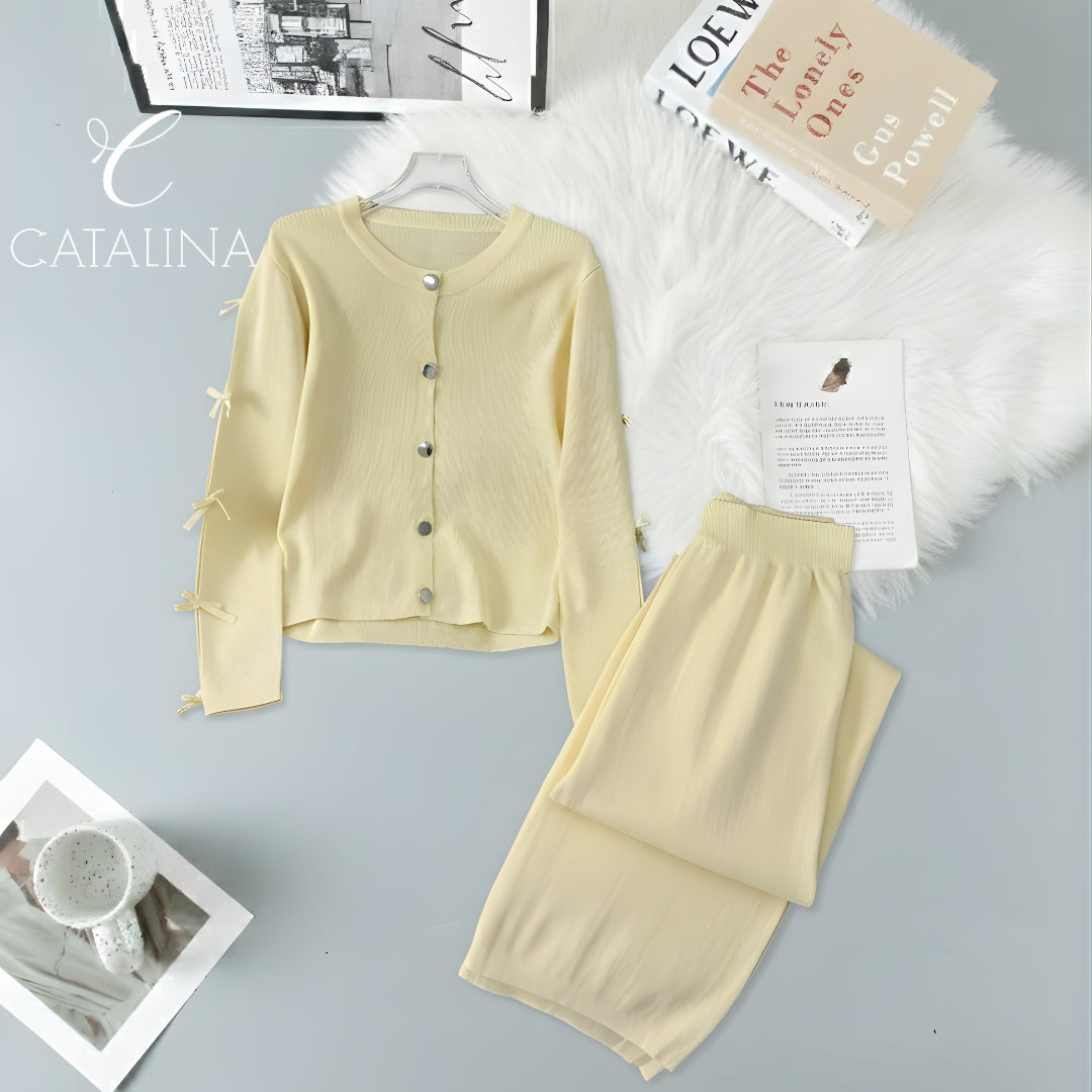 بيجامة شتوية نسائية دافئة - أصفر - Winter Pajama - أصفر / مقاس One Size | CATALINA Jordan