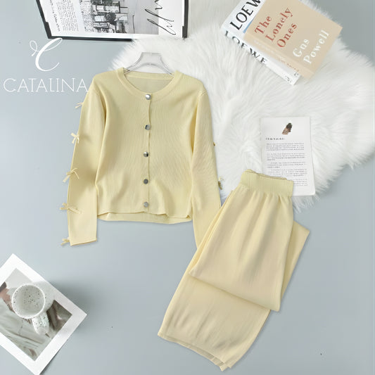بيجامة شتوية نسائية دافئة - أصفر - Winter Pajama - أصفر / مقاس One Size | CATALINA Jordan