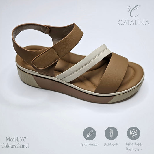 صندل طبي نسائي مريح موديل 337 - camel - CATALINA