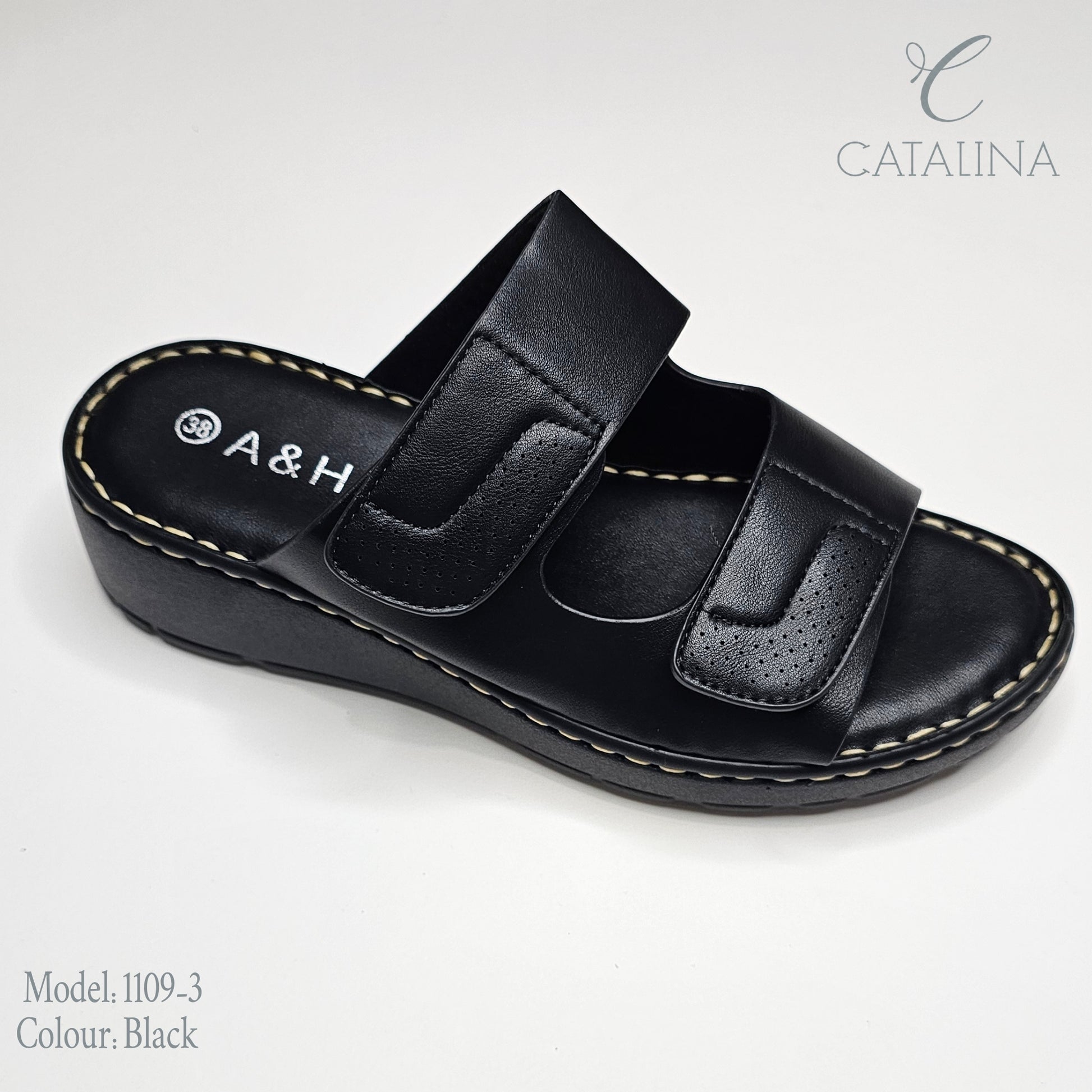 سليبر طبي نسائي مريح موديل 1109-3 - black - CATALINA