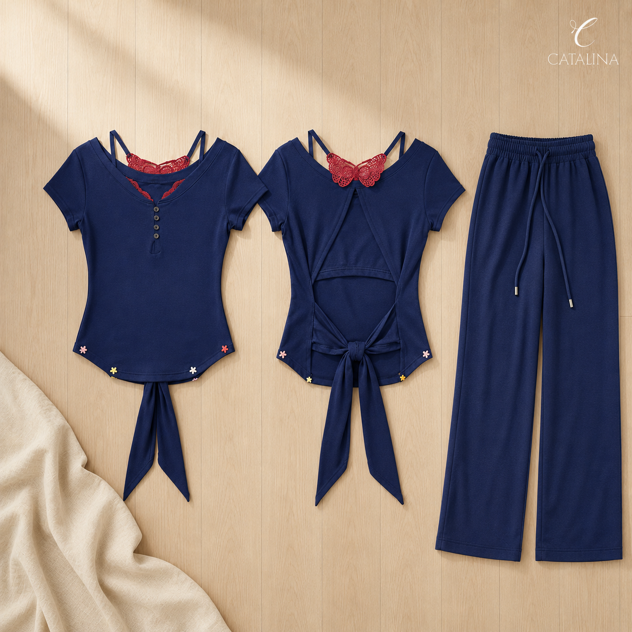 بيجامة نسائية مريحة موديل 2604 - كحلي - Home Wear - كحلي / مقاس s | CATALINA Jordan
