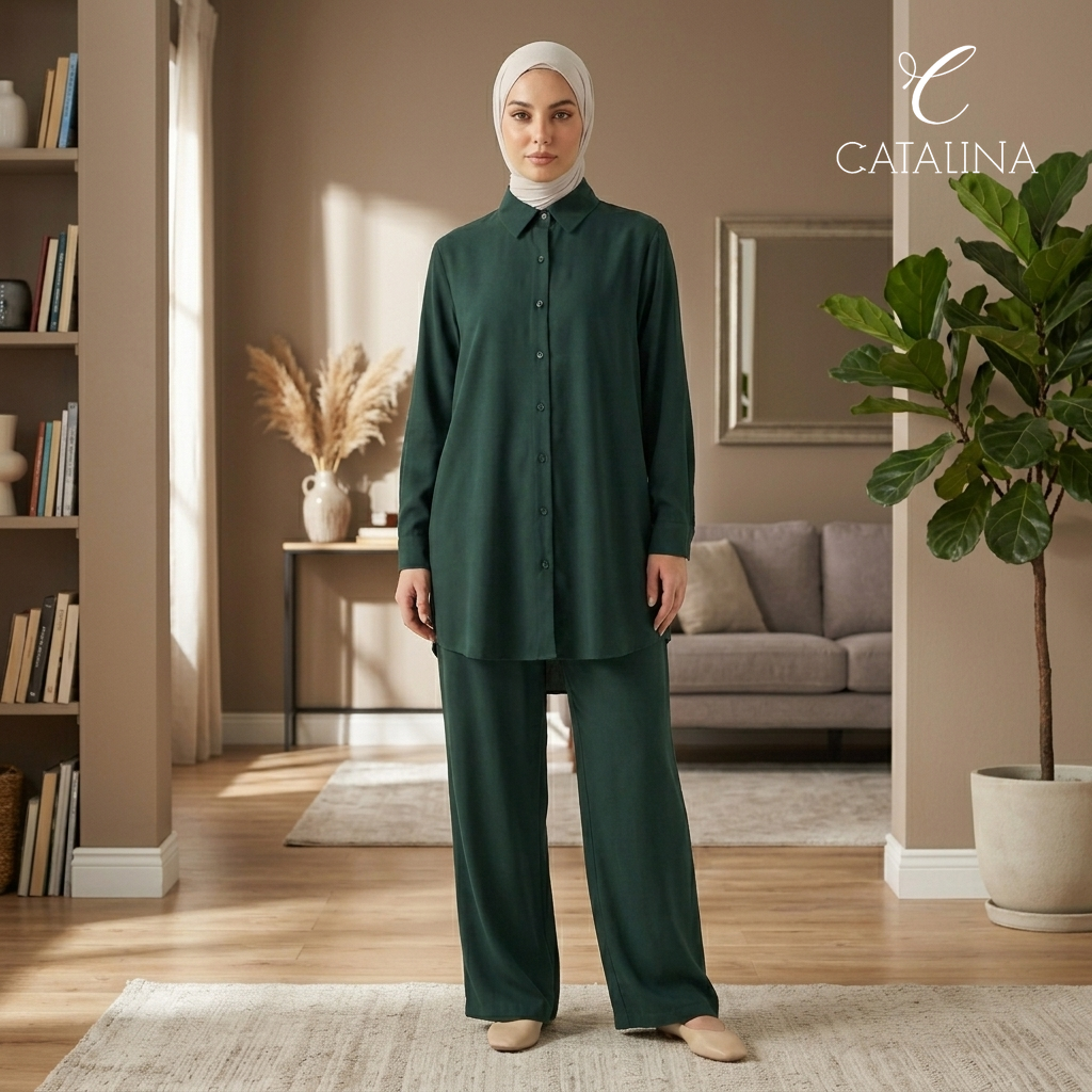 طقم نسائي واسع Soft Flow - أخضر - مقاسات 42-54 - أخضر / مقاس 42 | CATALINA Jordan