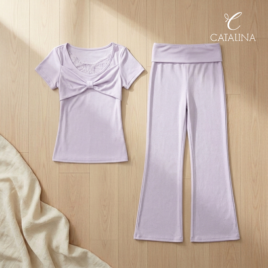 بيجامة نسائية مريحة موديل 2612 - بنفسجي - Home Wear - بنفسجي / مقاس s | CATALINA Jordan